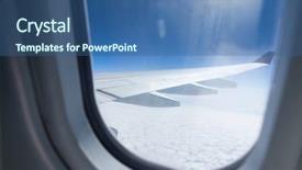  Presentation with night sky plane - Presentation theme enhanced with blue sky in window plane background and a ocean colored foreground