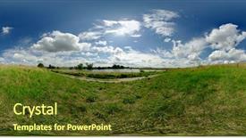  Presentation with blue sky - Amazing slide deck having blue sky lake and green backdrop and a  colored foreground