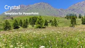  Presentation with green mountains - Cool new presentation theme with blue sky near colle dell backdrop and a teal colored foreground