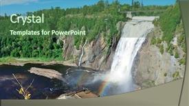  Presentation with falls - Audience pleasing theme consisting of blue sky near quebec backdrop and a ocean colored foreground