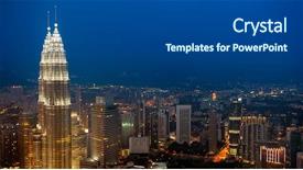  Presentation with kuala lumpur malaysia skyline - Theme enhanced with blue sky of kuala lumpur background and a dark gray colored foreground