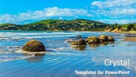  Presentation with tide - Beautiful presentation theme featuring blue-sky-reflected backdrop and a teal colored foreground