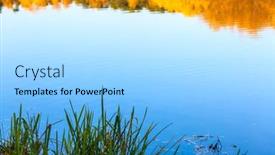  Presentation with blue water - Presentation design enhanced with blue-sky-reflects-in-calm background and a arctic colored foreground