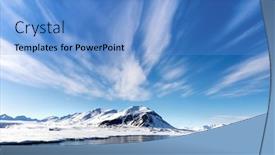  Presentation with north pole - Audience pleasing PPT theme consisting of blue-sky-sea-and-snowy backdrop and a light blue colored foreground