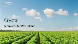  Presentation with blue green - Slides featuring blue-sky-with-clouds-over background and a light blue colored foreground