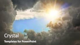  Presentation with sky sun - Colorful PPT theme enhanced with blue sky with clouds backdrop and a dark gray colored foreground