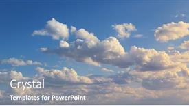  Presentation with blue sky - PPT theme with blue-sky-with-clouds background and a seafoam green colored foreground