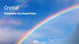 Presentation with sky rainbow - Slides consisting of blue sky with clouds background and a teal colored foreground