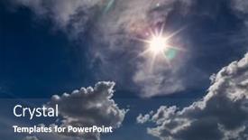  Presentation with blue sky - Theme consisting of blue-sky-with-cumulus-clouds background and a ocean colored foreground