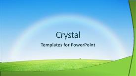  Presentation with deep blue - Slide set enhanced with blue sky with rainbow background background and a sky blue colored foreground