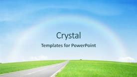  Presentation with sky rainbow - Presentation design having blue sky with rainbow background and a sky blue colored foreground