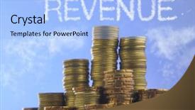  Presentation with piles - Amazing slides having blue sky with text revenue backdrop and a light blue colored foreground