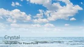  Presentation with blue waves - PPT theme having blue sky with waves and clouds over it background and a sky blue colored foreground