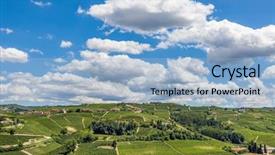  Presentation with green hills - Slide set featuring blue sky with white cloud background and a  colored foreground
