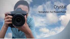  Presentation with sky blue - Colorful slide set enhanced with blue sky with white cloud backdrop and a  colored foreground