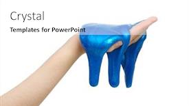  Presentation with blue - Beautiful presentation theme featuring blue-slime-in-hand-isolated backdrop and a white colored foreground