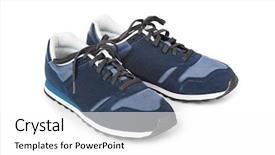  Presentation with sneakers - Cool new slides with sports shoes - blue sneakers isolated on white backdrop and a white colored foreground