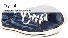  Presentation with sneakers - PPT layouts with blue sneakers on white background background and a white colored foreground