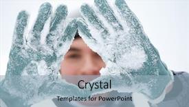  Presentation with photo - Slides featuring blue snowflake - photo of guy showing gloved background and a light blue colored foreground