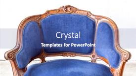  Presentation with classical - Theme featuring blue sofa couch in vintage room - classical style background and a ocean colored foreground