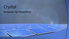  Presentation with solar panels - Amazing PPT theme having blue solar panels against dark backdrop and a ocean colored foreground