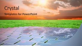  Presentation with solar panels - Slides with blue solar panels against grass background and a coral colored foreground