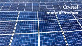  Presentation with alternative energy - Presentation design with blue-solar-panels-closeup-alternative background and a ocean colored foreground
