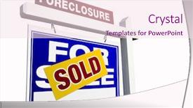  Presentation with foreclosure - PPT layouts consisting of blue sold foreclosure real estate sign isolated on white background and a pink colored foreground
