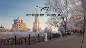  Presentation with xviii century - Theme featuring blue spire - cathedral bell tower of ryazan background and a light blue colored foreground