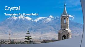  Presentation with volcano - Cool new presentation design with blue spire - old cathedral in the background backdrop and a teal colored foreground