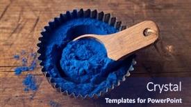  Presentation with spirulina - Audience pleasing PPT theme consisting of blue-spirulina-powder backdrop and a navy blue colored foreground