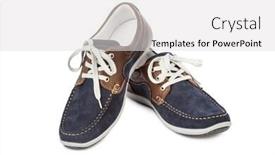 Presentation with sport blue - Presentation theme consisting of blue sport shoes isolated on white background background and a light gray colored foreground