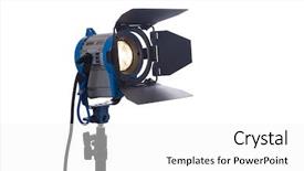  Presentation with lighting - Colorful presentation theme enhanced with blue spotlight - lighting equipment one lamp lit backdrop and a  colored foreground