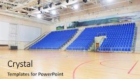  Presentation with handball - Theme enhanced with blue stadium seats hall handball background and a lemonade colored foreground