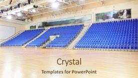  Presentation with handball - Cool new theme with blue stadium seats hall handball backdrop and a lemonade colored foreground