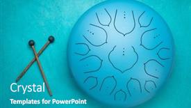  Presentation with drum - PPT theme consisting of blue-steel-tongue-drum background and a teal colored foreground