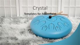  Presentation with drum - Presentation having blue-steel-tongue-drum background and a light gray colored foreground