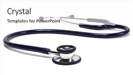  Presentation with blue - Presentation theme featuring blue stethoscope isolated on white background and a  colored foreground