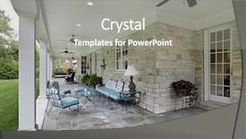  Presentation with rock stone - Presentation having blue stone patio with columns background and a gray colored foreground