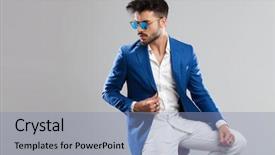  Presentation with smart light - Cool new presentation theme with blue suit collar looking down backdrop and a  colored foreground