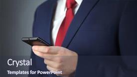  Presentation with blue and orange business - Theme with blue suit with mobile phone background and a tawny brown colored foreground