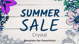  Presentation with wood panel - PPT layouts with blue summer sale text and floral frame against white wood panel background and a sky blue colored foreground