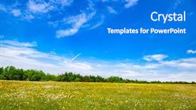  Presentation with sky blue - Theme with southerners - idyllic english rural landscape background and a cobalt blue colored foreground