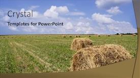  Presentation with sunny sky - Slide deck consisting of blue sunny sky prime hay drying time on the farm background and a light blue colored foreground