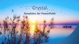  Presentation with calm - PPT theme having blue sunrise on calm lake background and a light blue colored foreground