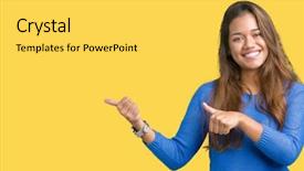  Presentation with woman in labor - Amazing slide set having blue sweater over isolated back backdrop and a light gray colored foreground