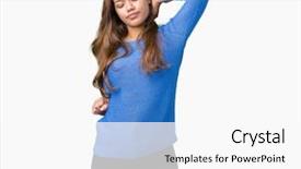  Presentation with relaxed sleeping - Cool new PPT theme with blue sweater over isolated back backdrop and a  colored foreground