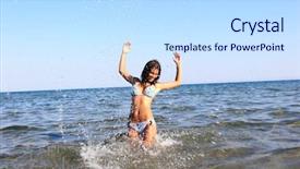  Presentation with splashing - Colorful PPT layouts enhanced with blue swoosh - gorgeous sexy woman splashing backdrop and a sky blue colored foreground