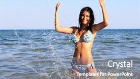  Presentation with sexy santa woman red - Presentation enhanced with blue swoosh - gorgeous sexy woman splashing background and a light blue colored foreground