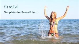  Presentation with sexy santa woman red - PPT theme consisting of blue swoosh - gorgeous sexy woman splashing background and a sky blue colored foreground